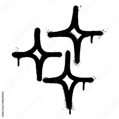 Spray Painted Star Sparkles Graffiti Graphic Element.