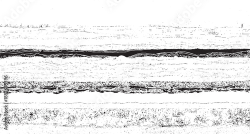 Stark black and white cross section of geological strata with distinct dark and light layers showcasing earth science and natural history with contrast patterns