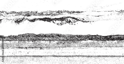 Textured monochrome abstract depicting dense geological strata with granular sediment layers and intricate linear patterns in a detailed cross section