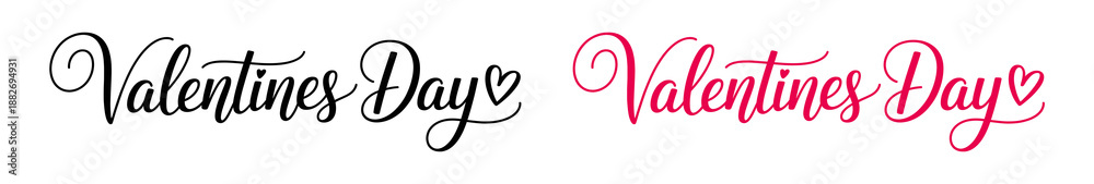 Fototapeta premium Valentines Day Handwritten Calligraphy Lettering and Romantic Heart Typography