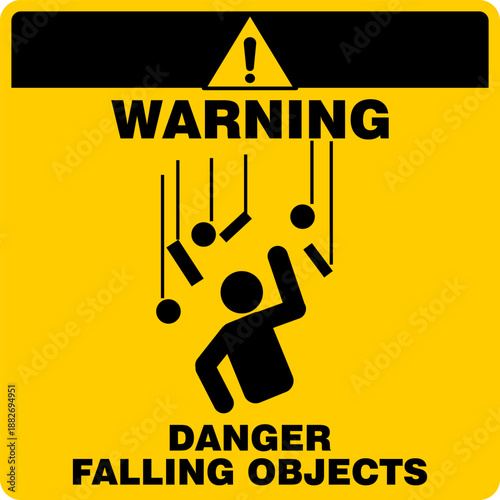 Warning, danger falling objects, sign vector
