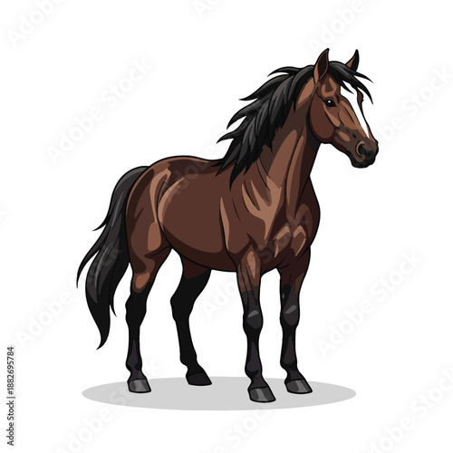 Majestic Bay Horse Vector Illustration
