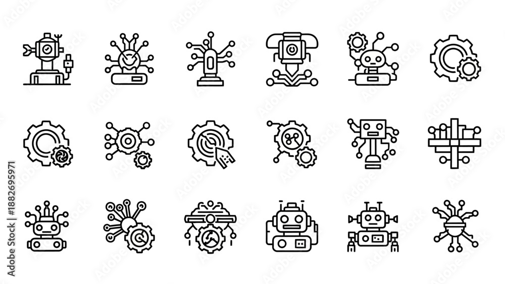 Obraz premium Black and white gear icons set.