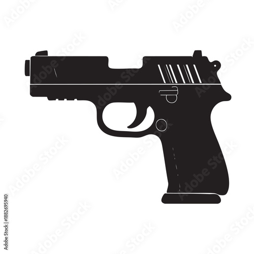 Black silhouette of a modern semiautomatic pistol