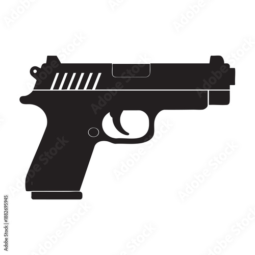 Black silhouette of a modern semiautomatic pistol