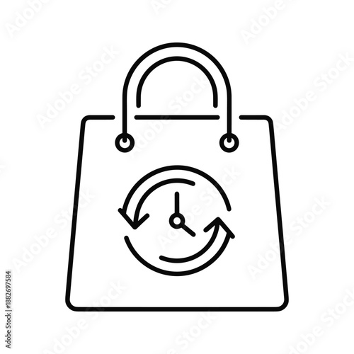 Shopping Bag with Clock Symbol