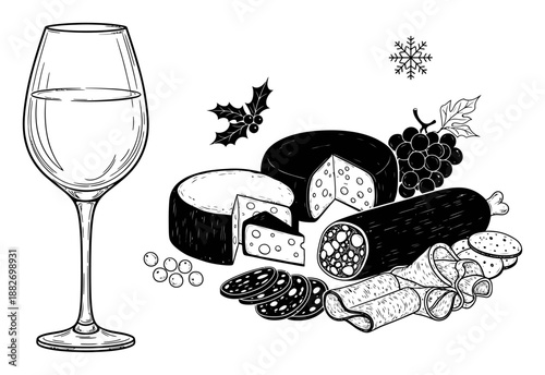 Christmas Dinner Chalk Icons - Hand Drawn Food & Drink