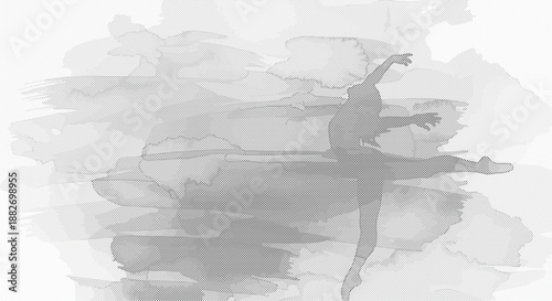 Gray silhouette of a ballerina in motion