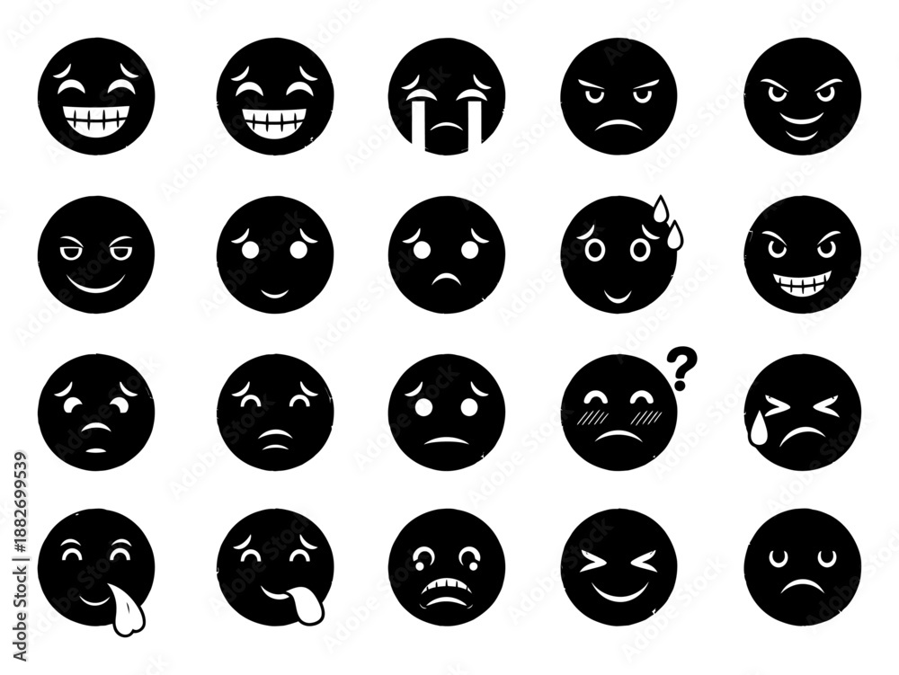 Fototapeta premium Crayon Emoji Faces - Doodle Style Vector