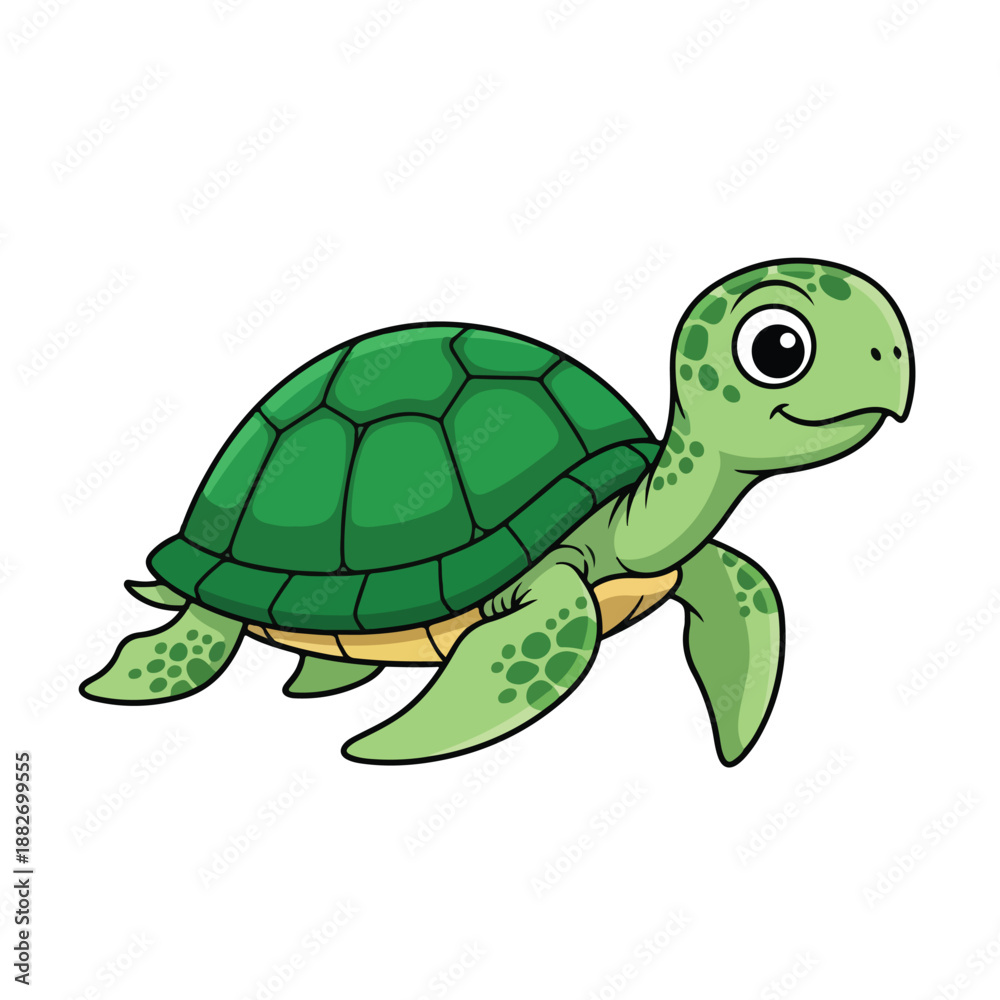 Obraz premium Cute Sea Turtle Cartoon Character Illustration