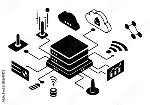 Cloud Network Security - Isometric 3D Vector Illustration