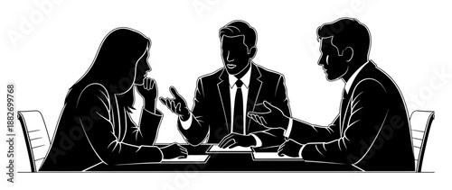 Business Partnership & Legal Counsel - Silhouette Vector