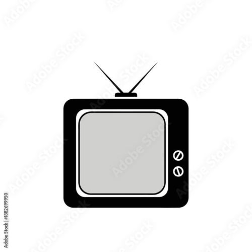 Old television set with antenna.