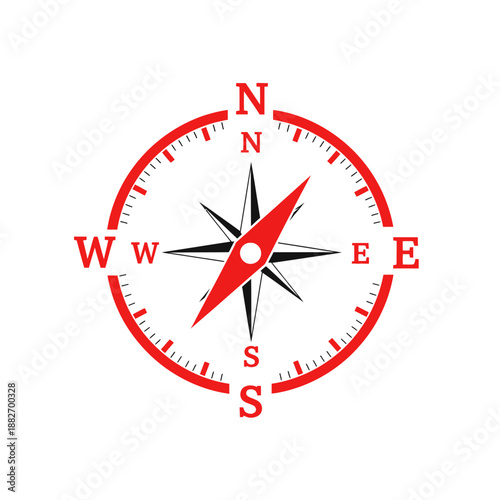 Free Download Red compass navigation tool symbol. - GFXLoad