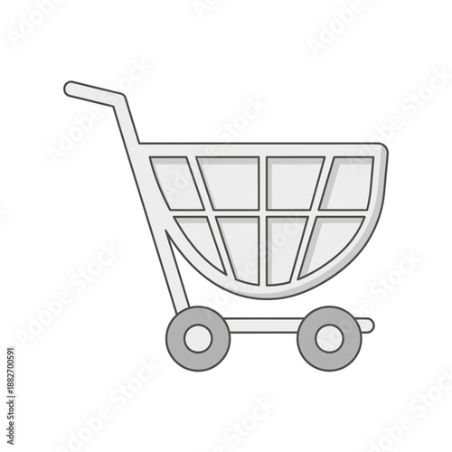 Shopping cart icon with wheels.