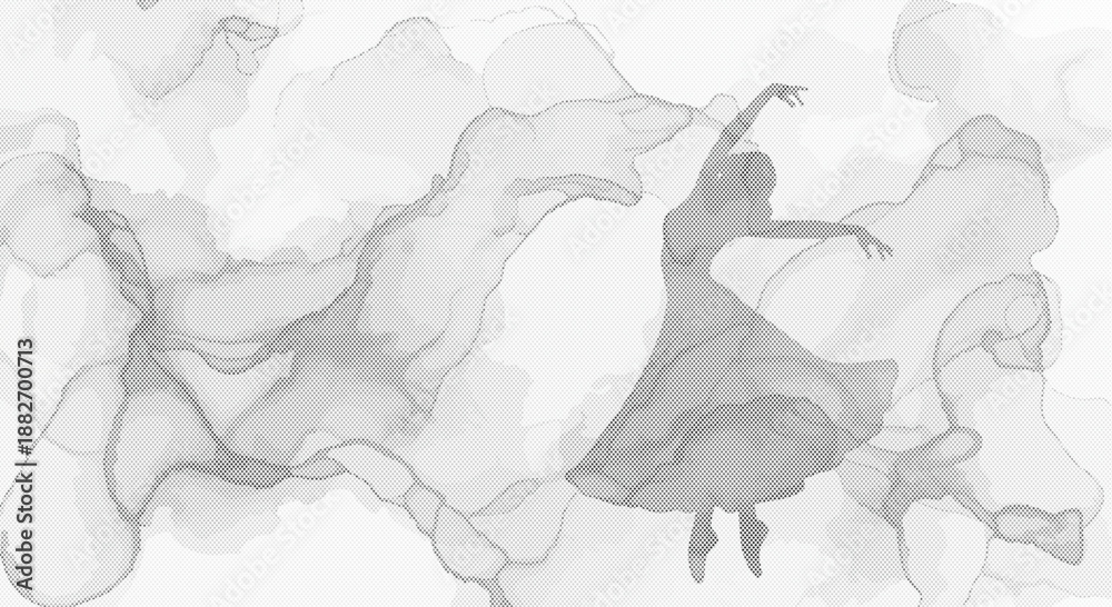 Naklejka premium Ethereal dancer silhouette in watercolor background