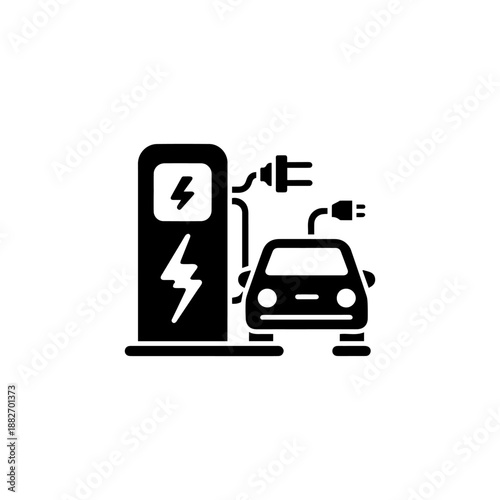 Electric car charging station icon icon design. illustration isolated on white background