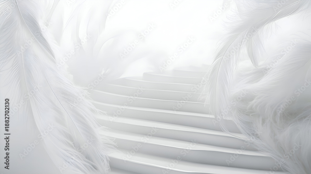 Fototapeta premium white feather on black background