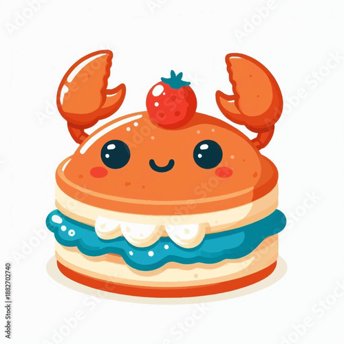 Cute Crab Burger with Strawberry