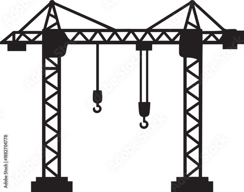 Double tower crane construction equipment set for building industry and engineering projects
