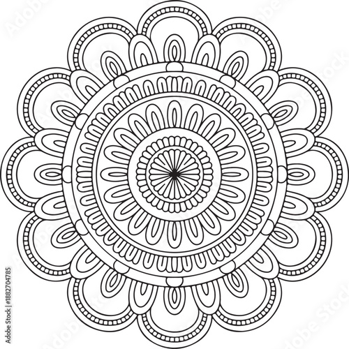 Circular pattern in the form of a mandala. Henna tatoo mandala. Mehndi style. Decorative pattern in oriental style. Coloring book page
