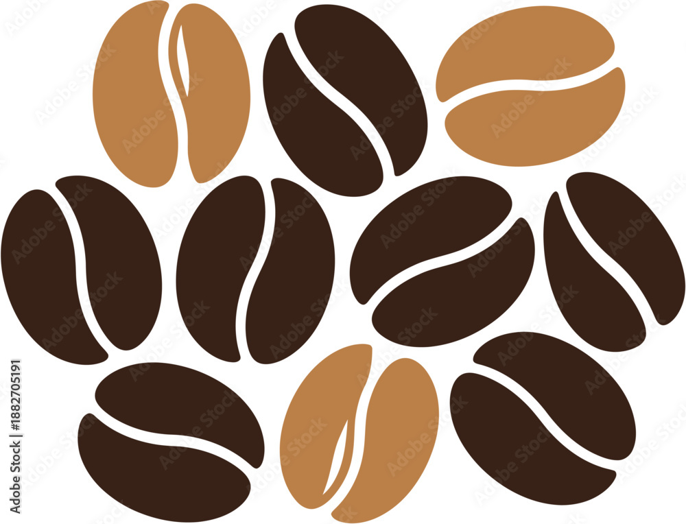 Obraz premium A delightful collection of roasted coffee beans, showcasing their rich brown and tan hues, perfect for any coffee lover's delight