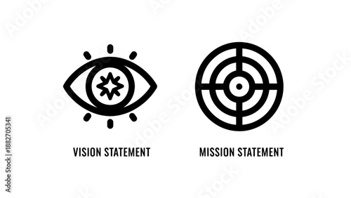 Vision and Mission Statement Icons for Corporate Identity and Strategic Branding