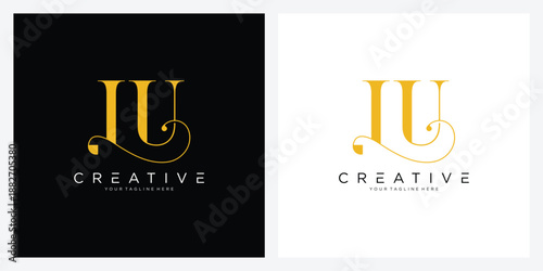 Initial LU letter logo design vector template