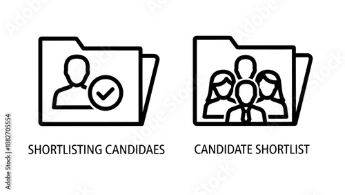 Human Resources Candidate Shortlisting and Recruitment Process Outline Icons for Hiring Staff