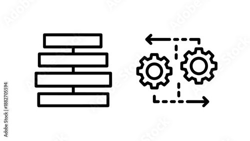 Workflow Hierarchy and Automation Process Cogwheel Outline Icons for Efficient Project Management