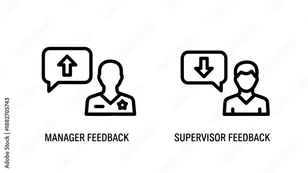Fototapeta premium Manager and Supervisor Feedback Icons Representing Professional Performance Evaluation