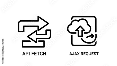 API Fetch and AJAX Request Icons for Web Development and Data Exchange Systems