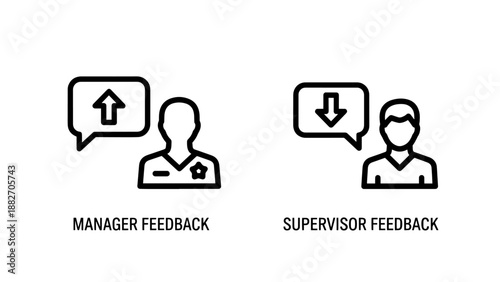 Manager and Supervisor Feedback Icons Representing Professional Performance Evaluation