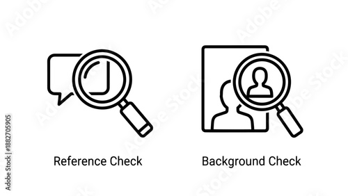 Recruitment Reference and Employee Background Check Verification Process Icons