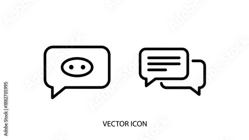 Minimalist Linear Vector Icons for Digital Communication Chat Bubbles and Online Customer Support Services