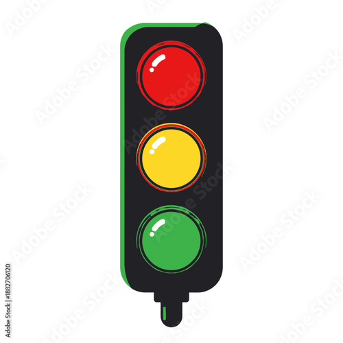 Traffic Light with Red Yellow Green Lights.