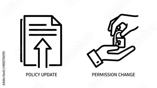 Security Policy Update and User Permission Change Access Management Line Icons for Web and Software Interface