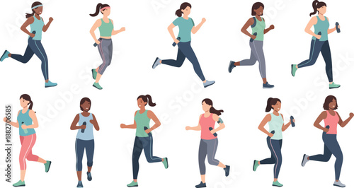 Women running fitness workout active lifestyle group