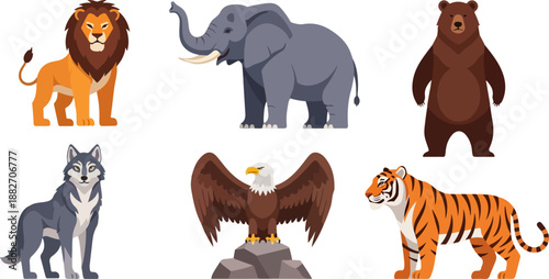 Wildlife animals set with transparent background