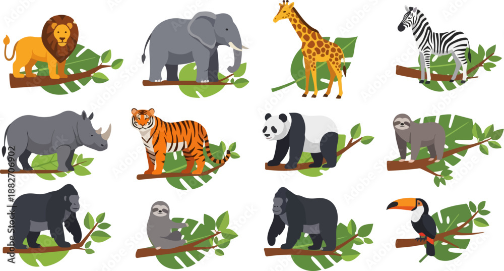 Fototapeta premium Safari animals on branches