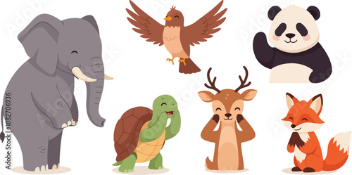 Animal characters collection with transparent background