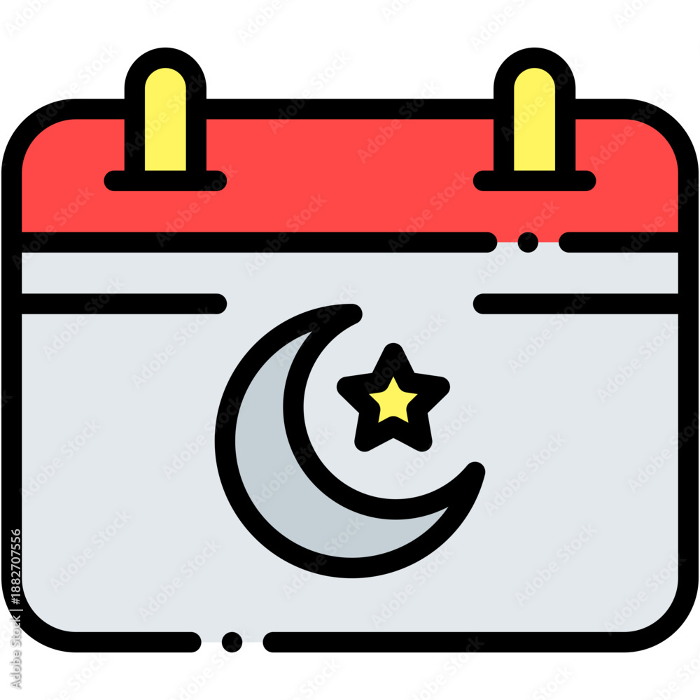 Fototapeta premium Ramadan Calendar and Islamic Date Vector Icon
