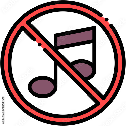 No Music Silence and Cultural Restriction Vector Icon