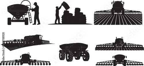 6 Black Solid Silhouettes of Crop Nutrition Techs