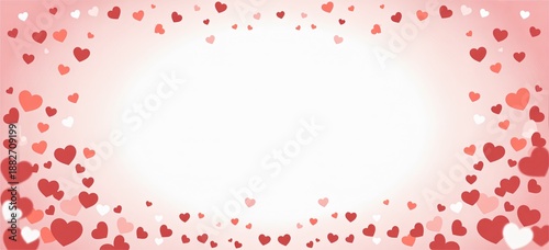 Soft Pink Heart Border with Bright Central Glow - Ethereal Romantic Background for Social Media Posts and Love Letters