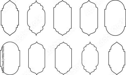 Islamic style border and frame design template vector element. Suitable for design element of Ramadan poster, Eid Mubarak greeting card, and copy space for Islamic quote text.