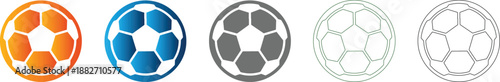 Football Soccer Ball Icon Set Sport Equipment Flat Design Vector