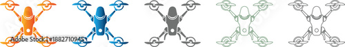 Delivery drone icon set flat design vector illustration