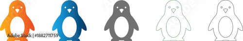 Penguin Flat Icon Set Vector Illustration Design