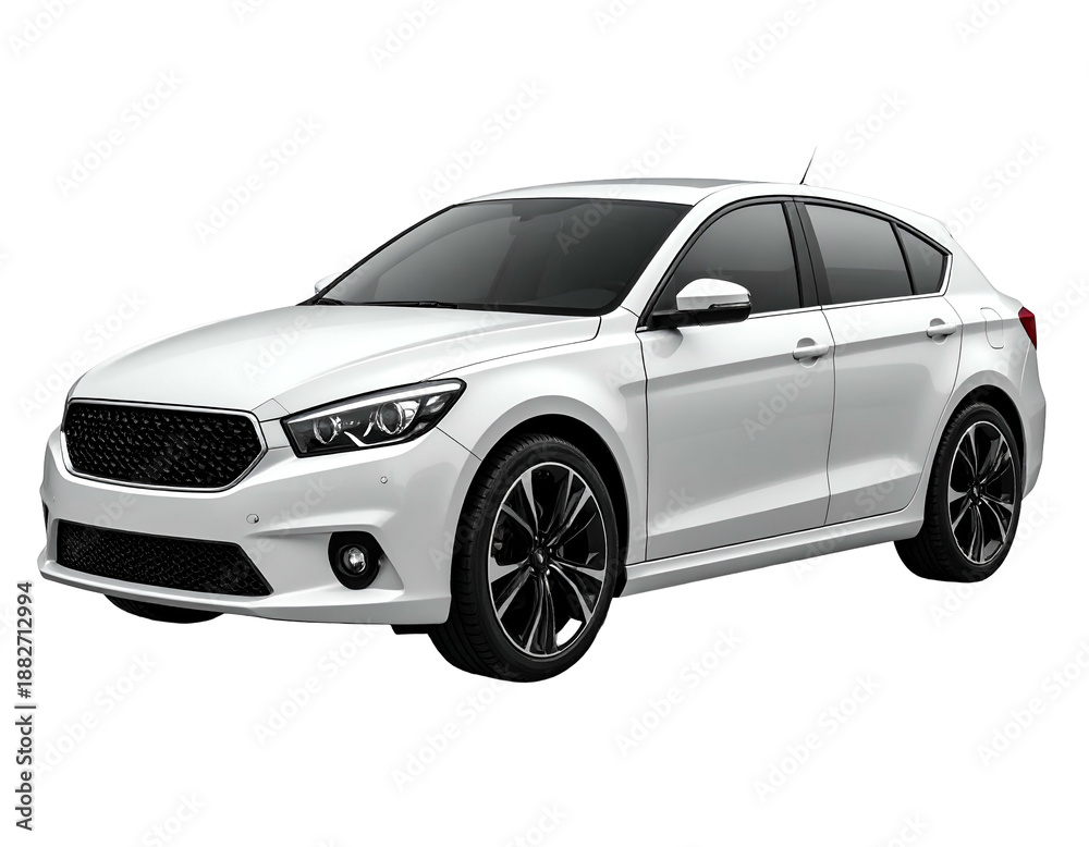 Fototapeta premium White SUV Car with Black Wheels.